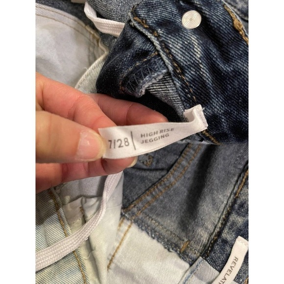 Revelation 2 Tone High Rise Waist Shorts Womens Cutoff Jeggings 7/28 - Picture 3 of 5